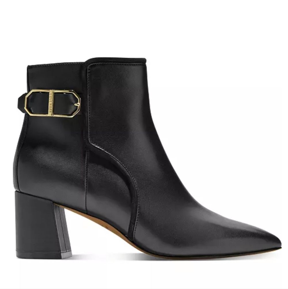COLE HAAN Black Leather Ankle Dressy Booties Size 10